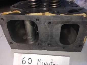 The same ports at bare cast iron after 60 minutes
