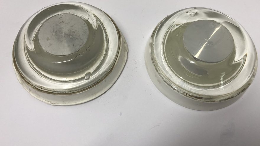 Runway light lenses as received, both sizes