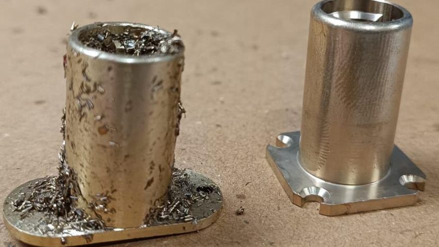 Brass lock cylinder, before and after