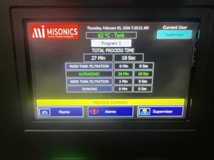 Misonics EVS 1500-PL — HMI running a programmed cycle