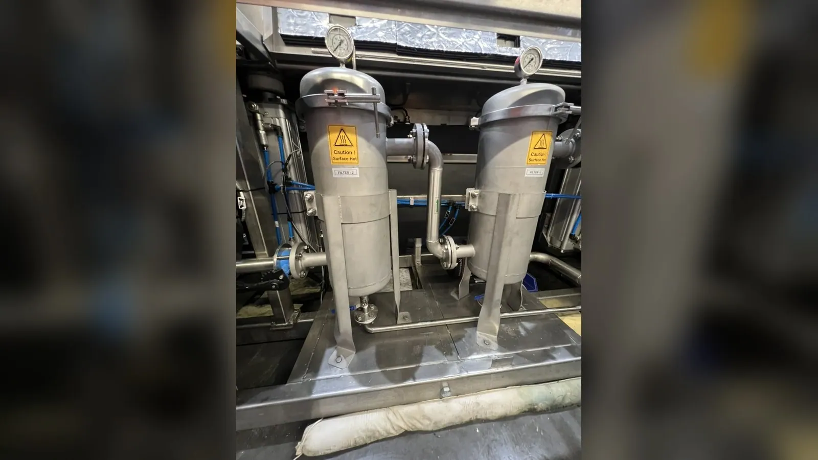 Filtration and pump skid on an EVS 300 industrial ultrasonic tank