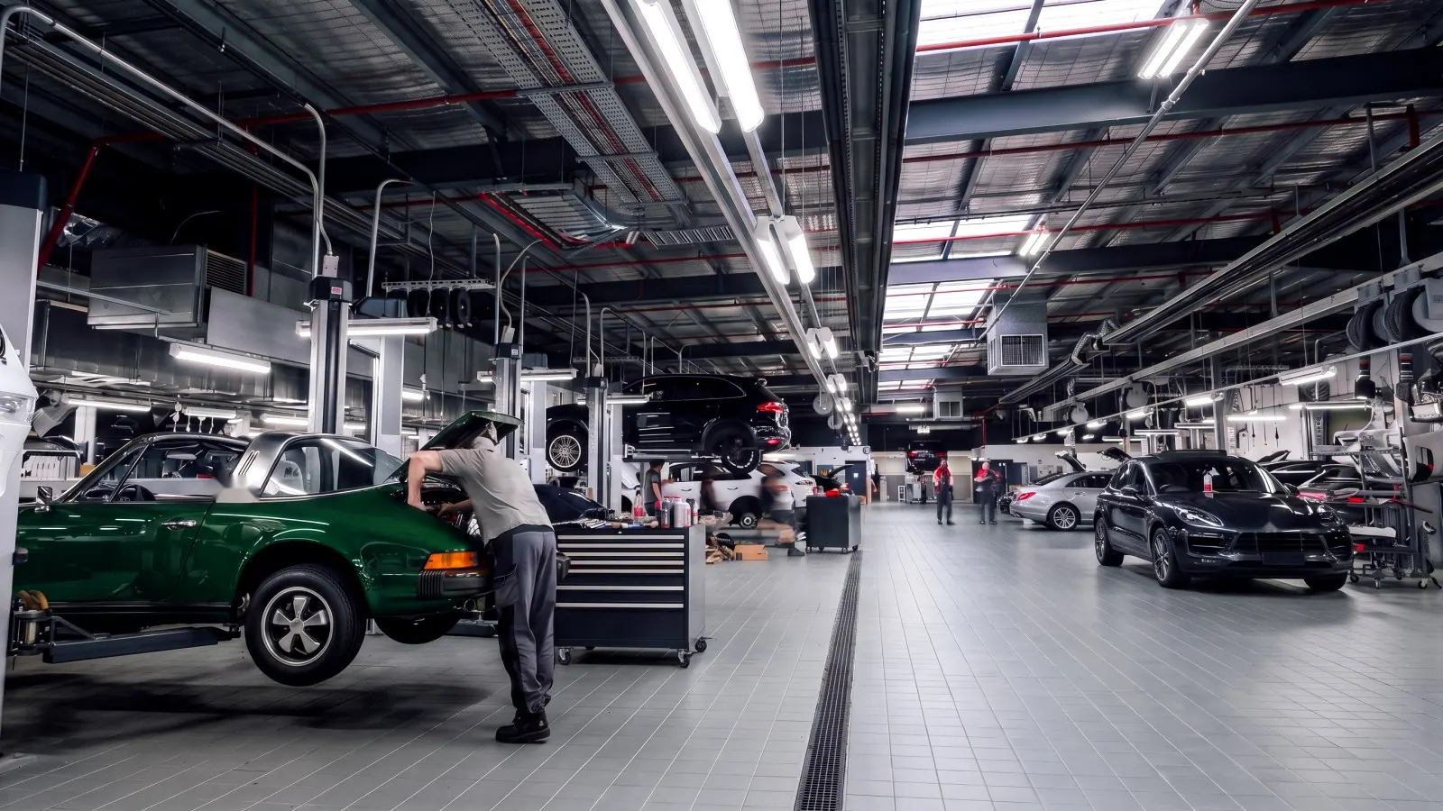 Prestige European car dealership service workshop