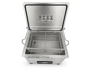 Misonics MSX 15 industrial ultrasonic cleaner &mdash; Looking into the tank &mdash; basket at drain lock