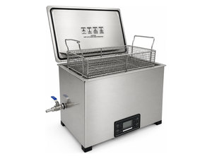 Misonics MSX 30 industrial ultrasonic cleaner — Lid open — front three-quarter