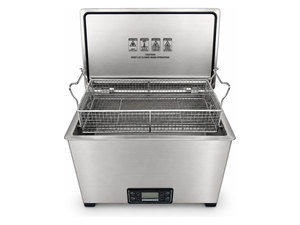 Misonics MSX 30 industrial ultrasonic cleaner — Lid open — three-quarter view
