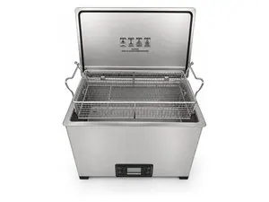 Misonics MSX 30 industrial ultrasonic cleaner — Front elevation, lid open