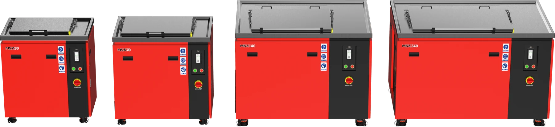 The MSX floor-standing range shown to scale, MSX 50, MSX 70, MSX 140 and MSX 240