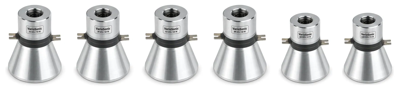 The Misonics VarioSonic single-frequency transducer range, 20 kHz to 130 kHz