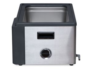 Misonics PowerSonic 605 benchtop ultrasonic cleaner — Rear drain valve, side view