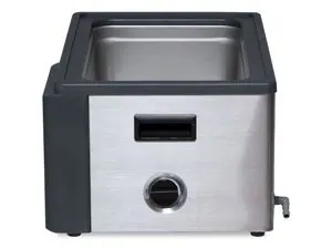 Misonics PowerSonic 610 benchtop ultrasonic cleaner — Rear drain valve, side view