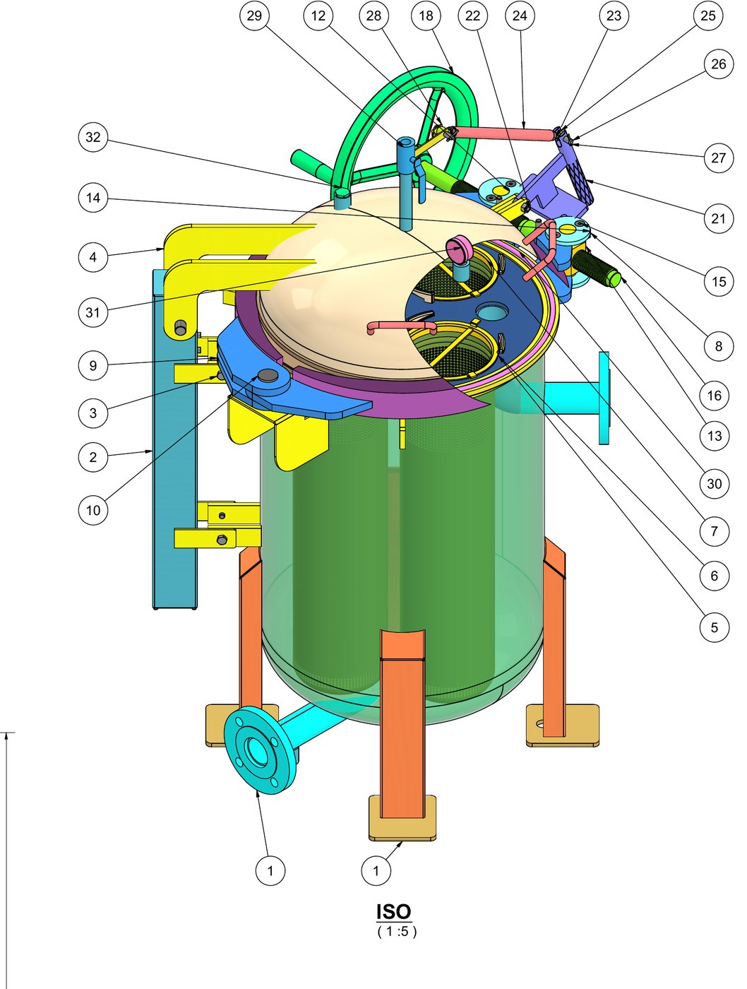 Quick Opening Four Bag Filter — isometric view