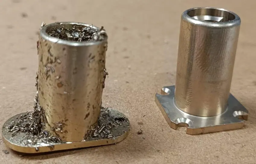 Brass lock body before and after cleaning